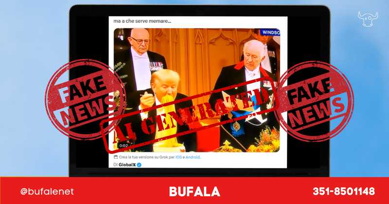 Il video di Trump che mangia spaghetti mentre parla Re Carlo III è creato con AI