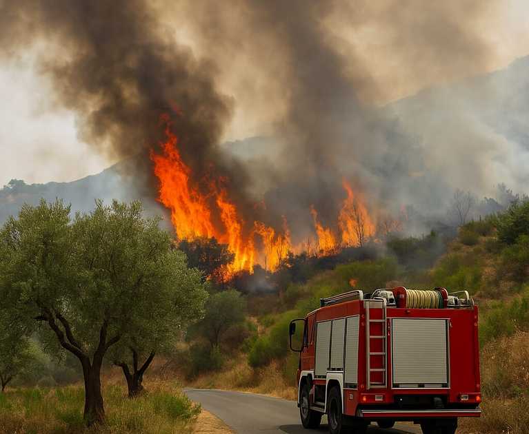 Cosenza, a causa di un albero in fiamme chiusa la statale 504
