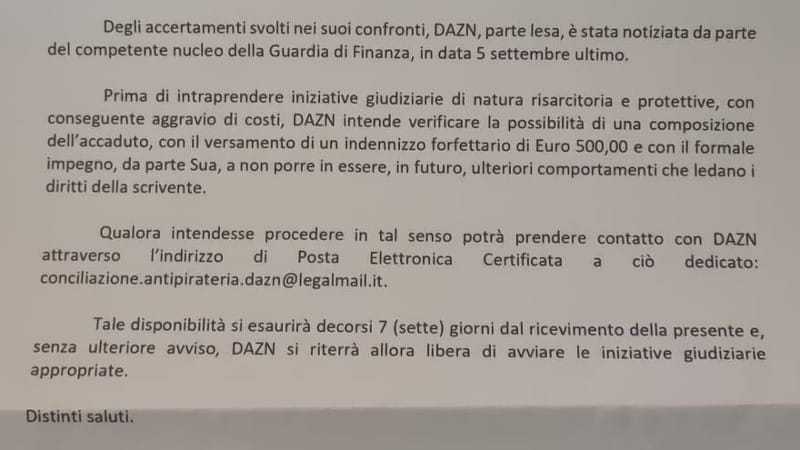 Dazn chiede 500 euro di indennizzo agli utenti pirata: la nuova strategia anti-pirateria