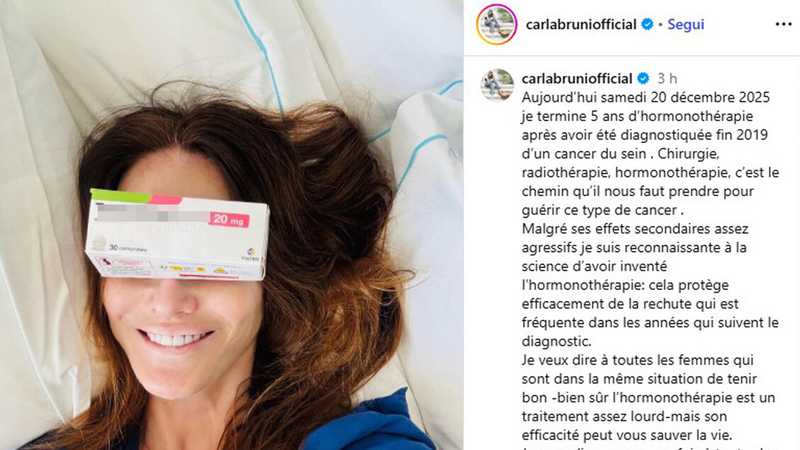 Carla Bruni vence il cancro: addio terapia dopo 5 anni
