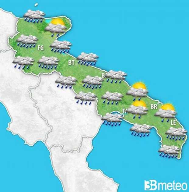 Meteo Puglia: settimana di Natale tra pioggia e forte scirocco