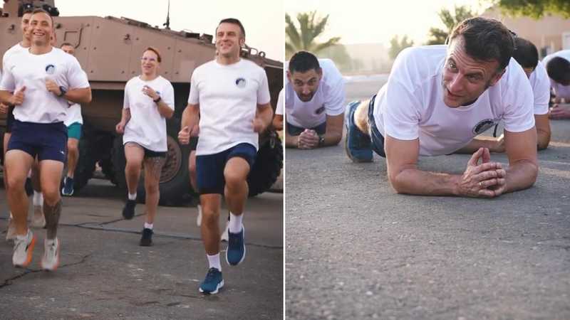 Macron si Allena e Festeggia Natale con i Militari negli Emirati