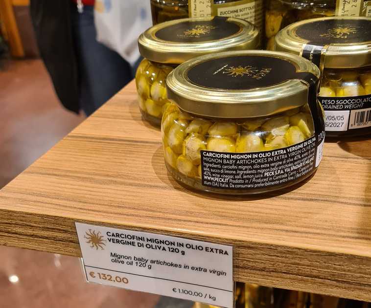 Peck: carciofini a 1.100€/kg, il lusso estremo!