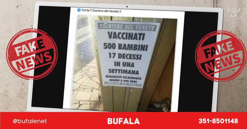 La notizia falsa sui decessi di bambini vaccinati