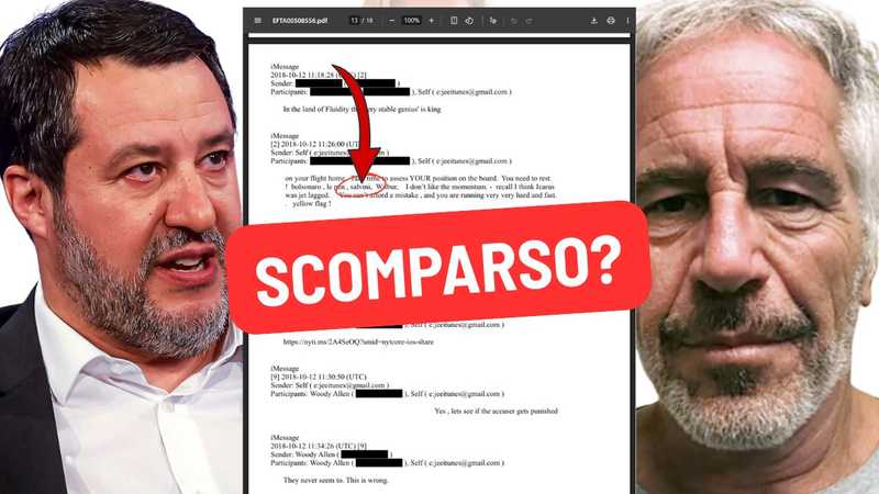 Epstein: Scomparsa Misteriosa di File su Salvini dal Database USA