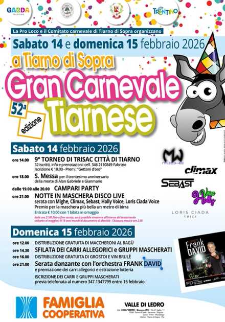 Gran Carnevale Tiarnese: la Valle di Ledro in festa