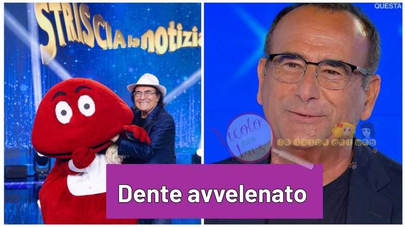 Albano lancia frecciatine a Carlo Conti durante Striscia la Notizia