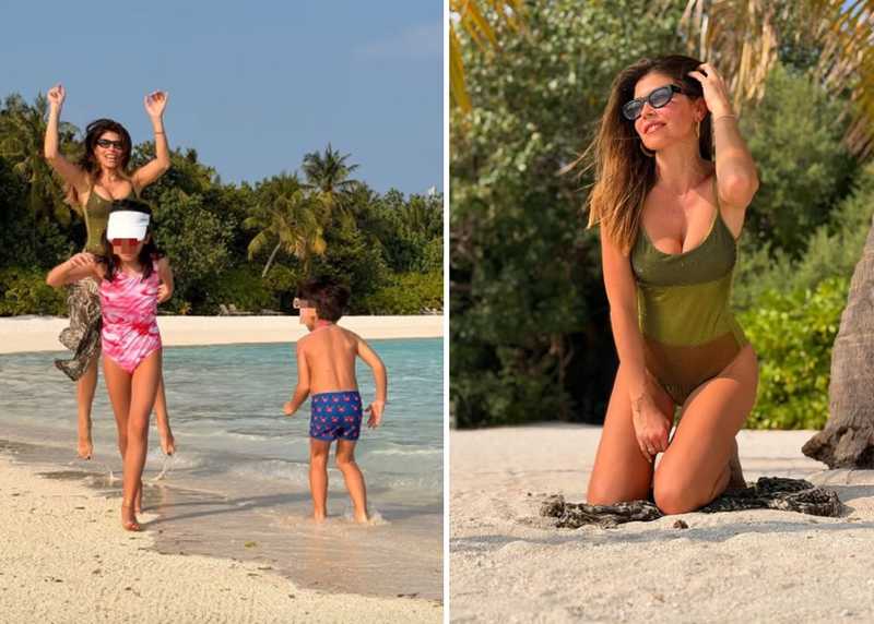 Flora Canto spegne 43 candeline alle Maldive con Enrico Brignano e i figli