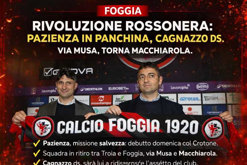 Foggia riparte da Pazienza, rivoluzione in dirigenza