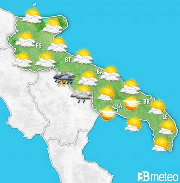 Misure Puglia: venerdì transita il ciclone "Pedro" con piogge e temporali