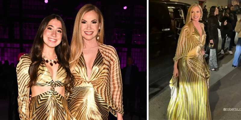 Federica Panicucci e figlia alla sfilata Cavalli