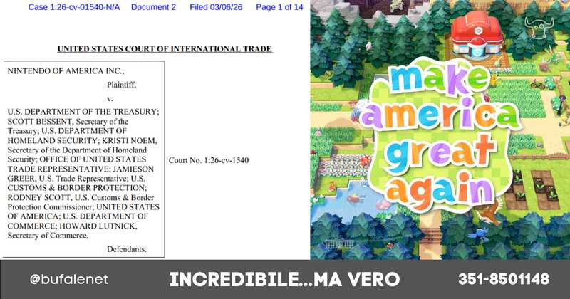 Nintendo contro USA: due cause legali